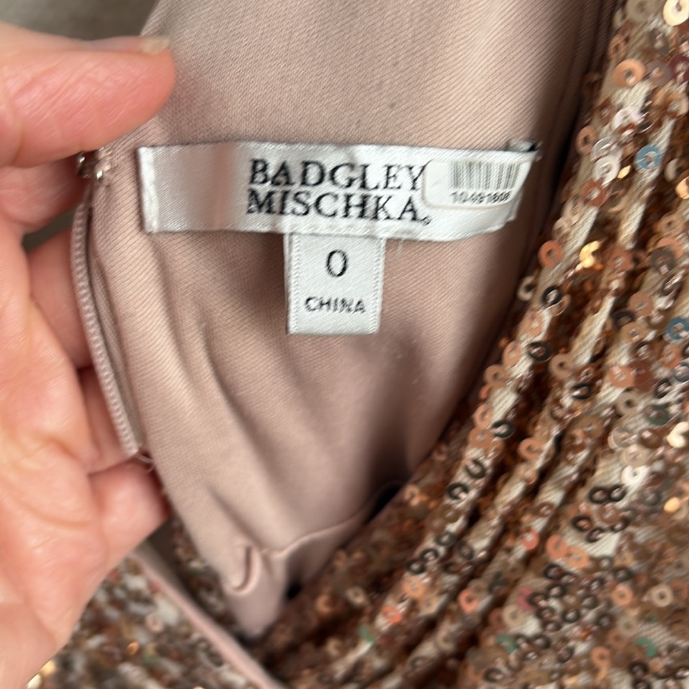 Badgley Mischka‎ Dress Womens Size 0 Gold Sequin - Picture 2 of 8